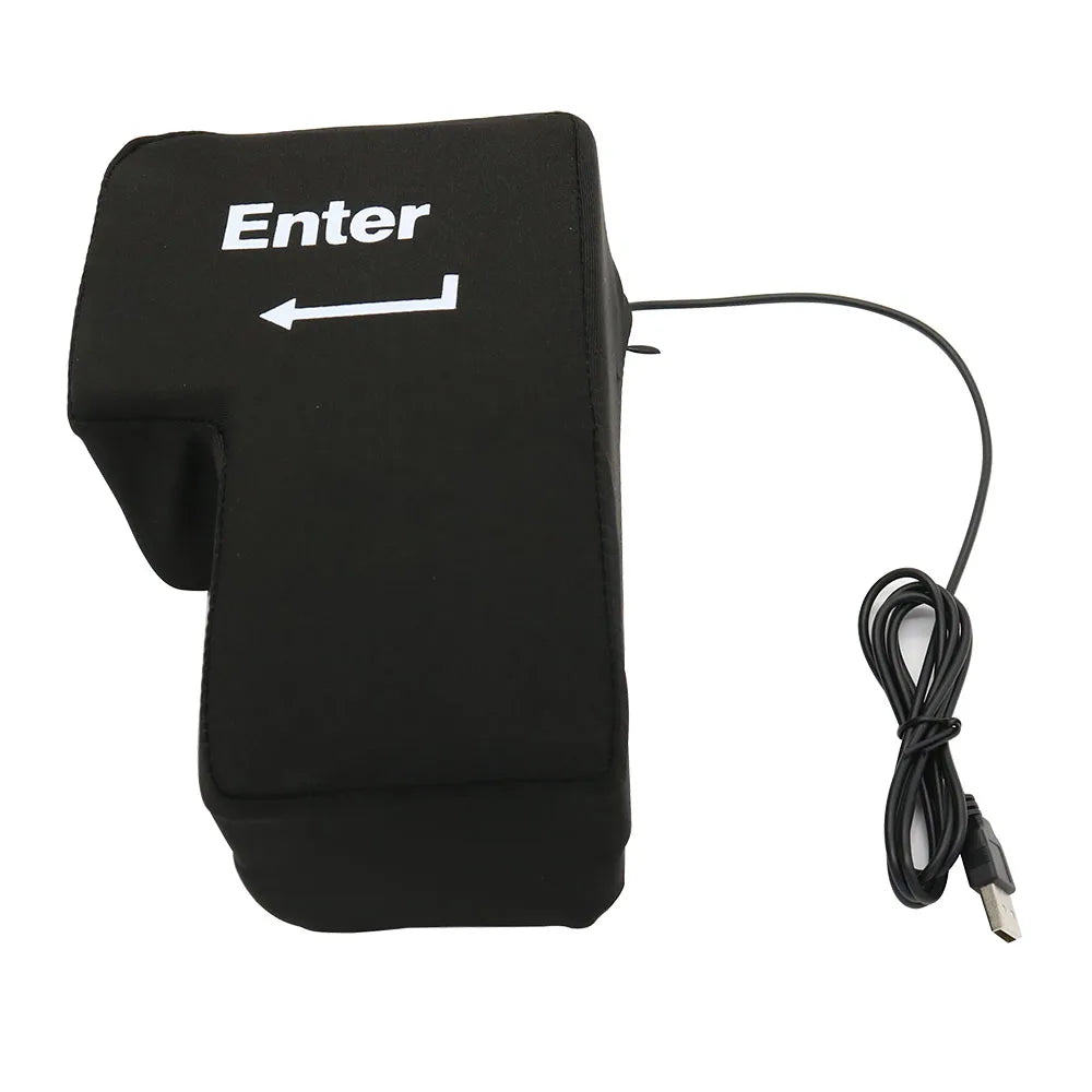 Big USB Enter Key Stress Relief Pillow Funny Decompression Button for PC