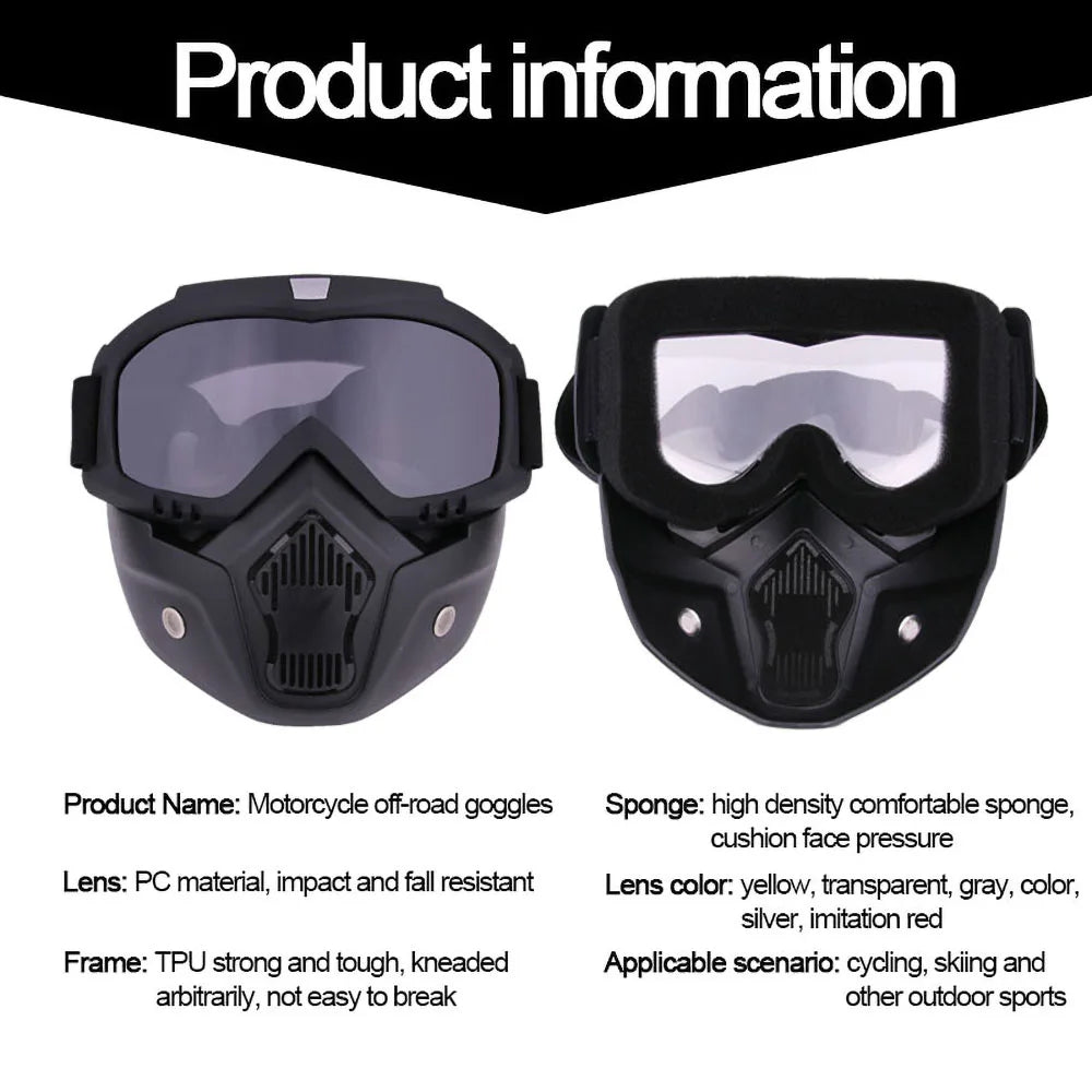 Protective Motorcycle Face Mask Goggles Tactical Riding Motocross Accessories