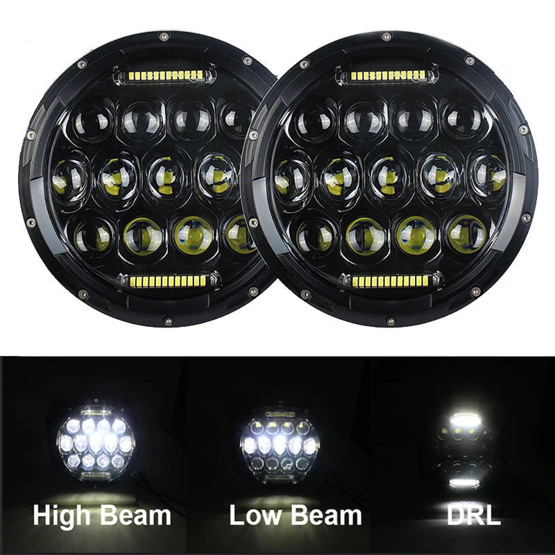 7in LED Headlight DRL for Jeep Wrangler TJ/JK, Land Rover Defender, Hummer H1/H2 - EXPROTAS
