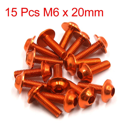 20Pcs M6x20mm Orange Hexagon Motorcycle License Plate Bolts & Screws