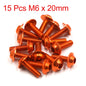 20Pcs M6x20mm Orange Hexagon Motorcycle License Plate Bolts & Screws