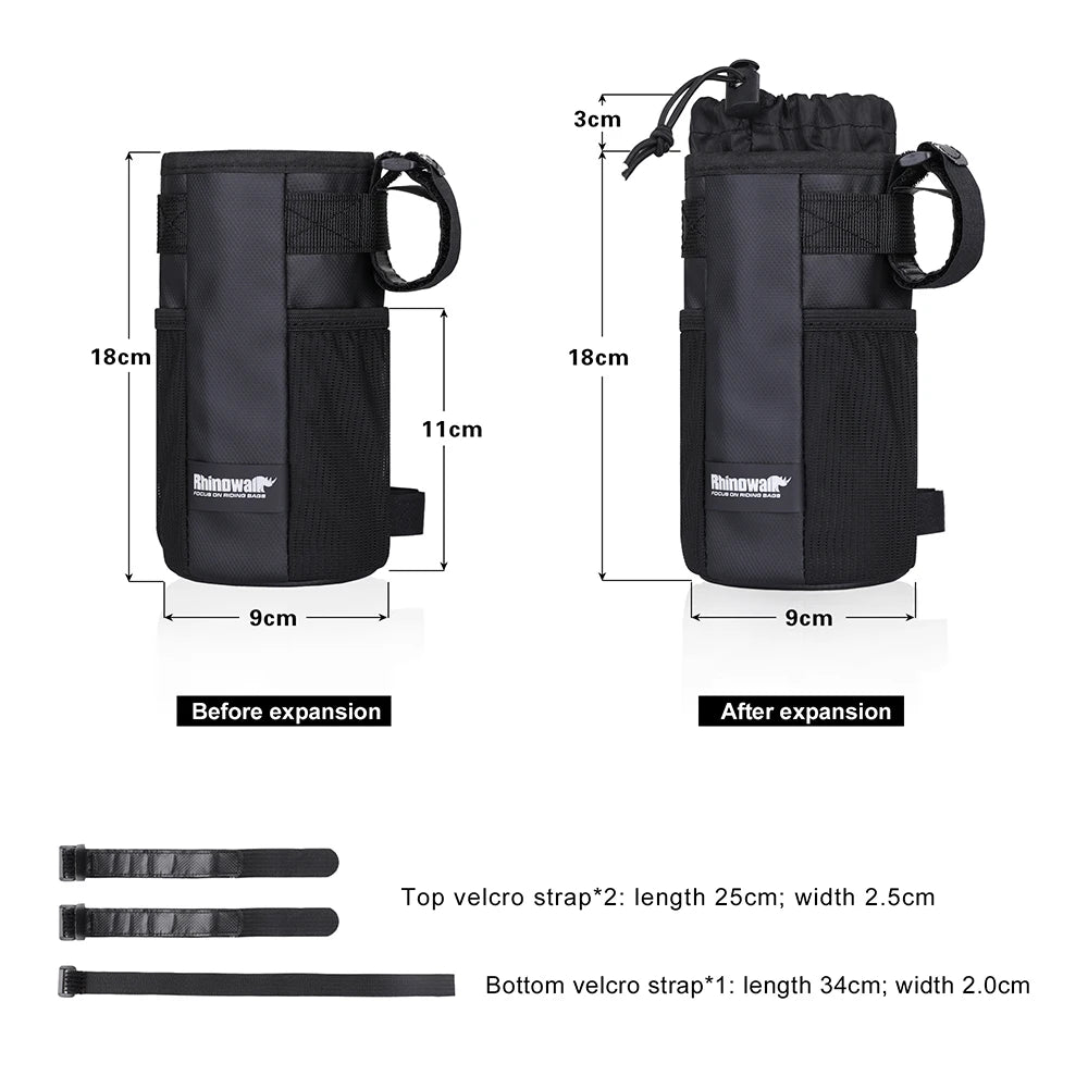 Bicycle Water Bottle Carrier Rhinowalk Insulated Pouch 2pcs for MTB Handlebar Frame Bag