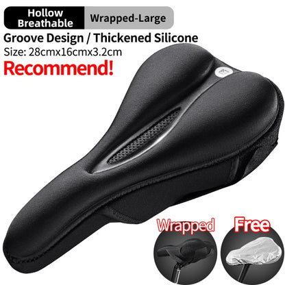 ROCKBROS Silicone Bicycle Saddle Hollow Breathable MTB Bike Seat Cover Pad