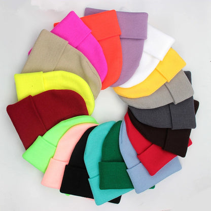 Warm Knitted Cap Beanie Wool Unisex Winter Hat Men Women 24 Colors