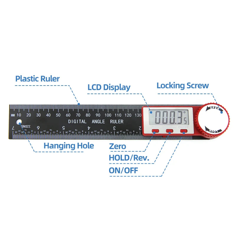 Digital Protractor Angle Finder 360° Gauge Ruler Tool for Woodworking