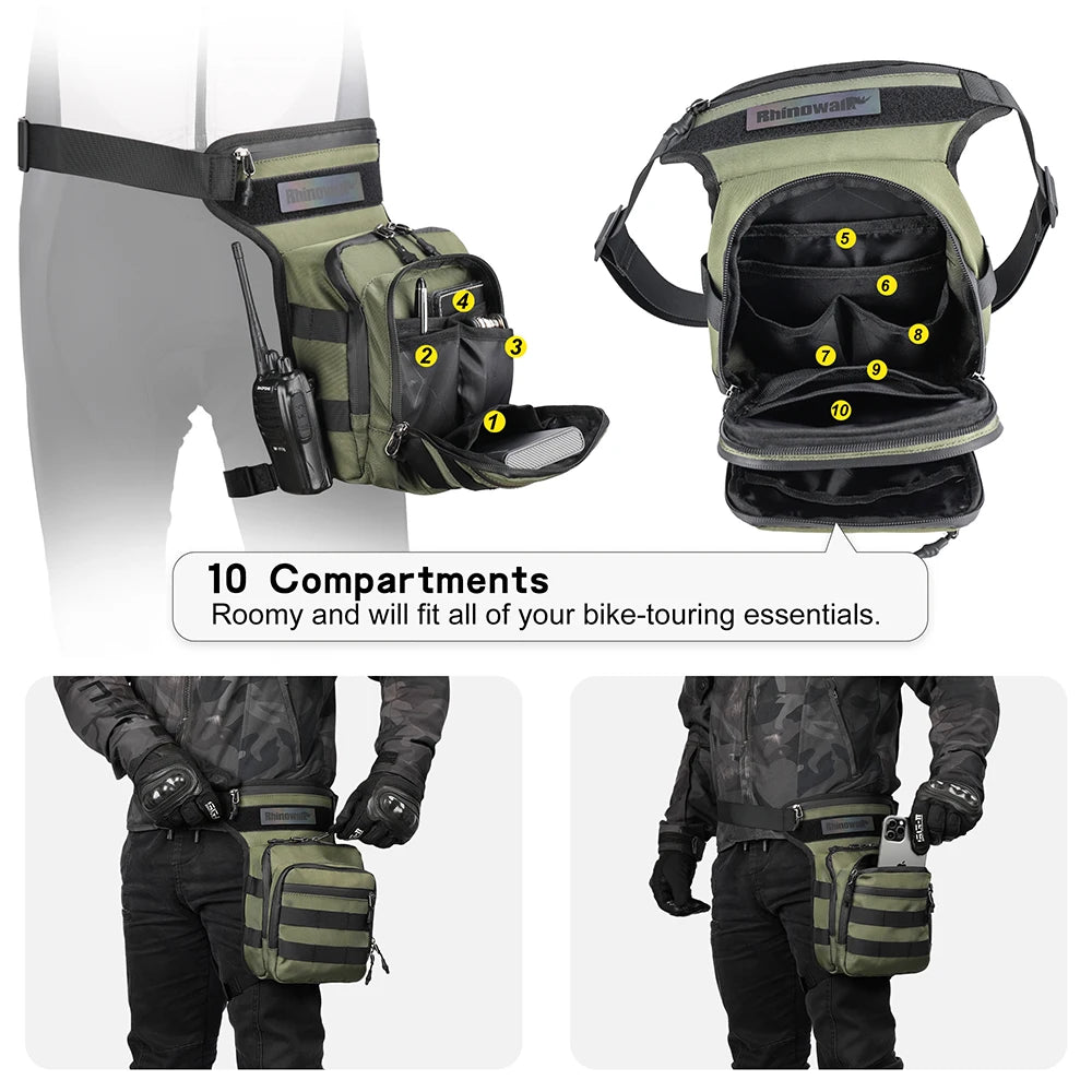 Rhinowalk Motor Waist Bag 3L Motorcycle Waist Packs Leg Bag Thigh Belt Hip Bum Travel Cell/Mobile Phone Purse Fanny Pack Bags-EXPROTAS