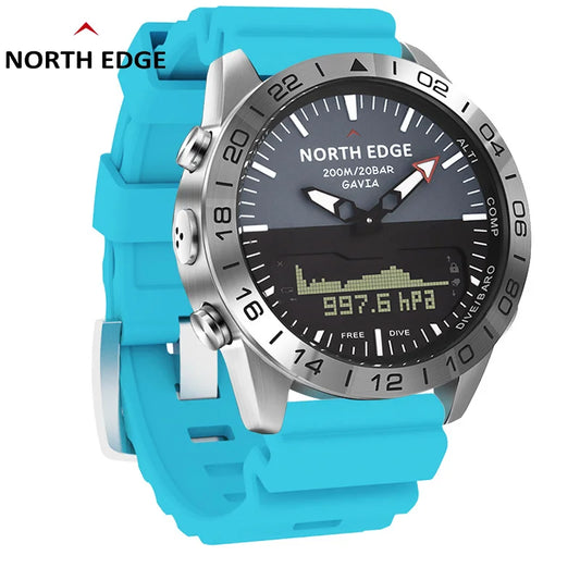 NORTH EDGE Men‘s Dive Sports Digital watch Military Army Luxury Full Steel Business Waterproof 200m Altimeter Compass-EXPROTAS