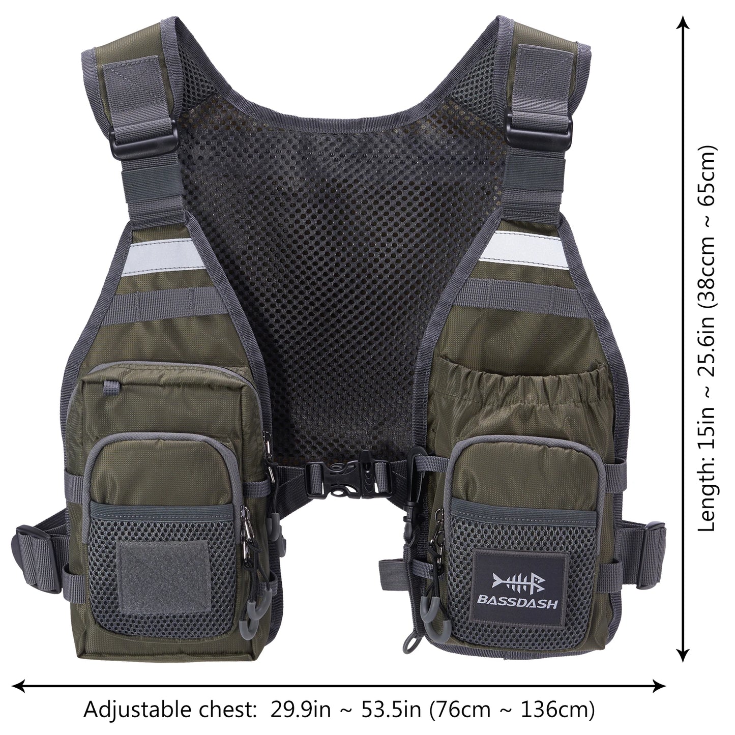 Fly Fishing Vest Bassdash FV08 Lightweight Chest Pack One Size Men Women