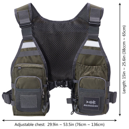 Fly Fishing Vest Bassdash FV08 Lightweight Chest Pack One Size Men Women