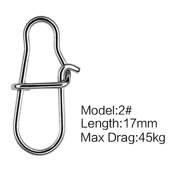 50PCS Fishing Connector Snap Swivels Stainless Steel Interlock 45KG