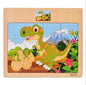 12/9pcs Wooden Puzzles Kids Cartoon Animals Vehicles Educational Learning Toy Gift