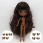 ICY DBS Blythe Doll Super Black Skin Glossy Face Joint Body Dark Brown Hair