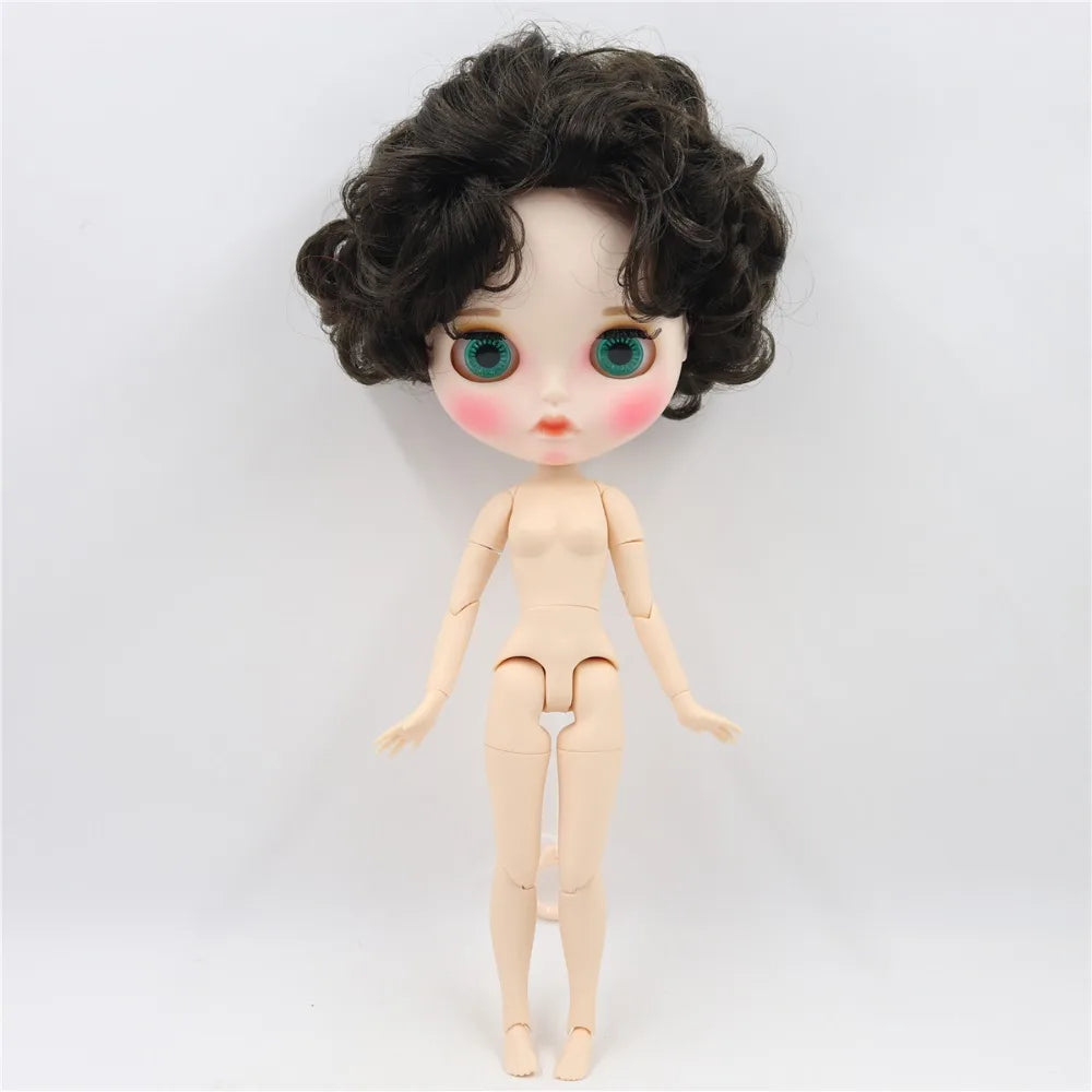 ICY DBS Blythe Doll 1/6 BJD Joint Body 30cm White Skin Black Hair Matte Face