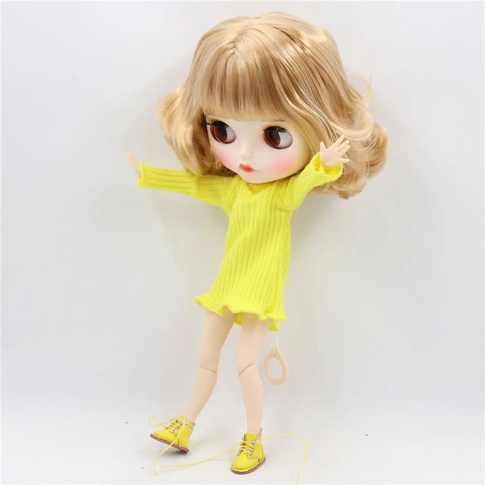 ICY DBS Blythe Doll White Skin Joint Body Brown Short Hair Matte Face BL3715