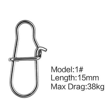 50PCS Fishing Connector Snap Swivels Stainless Steel Interlock 45KG