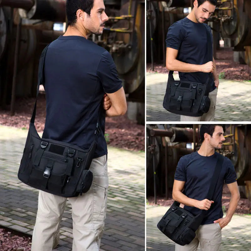 14 Inch Shoulder Bag Tactical Molle Laptop Backpack Rucksack Storage Khaki