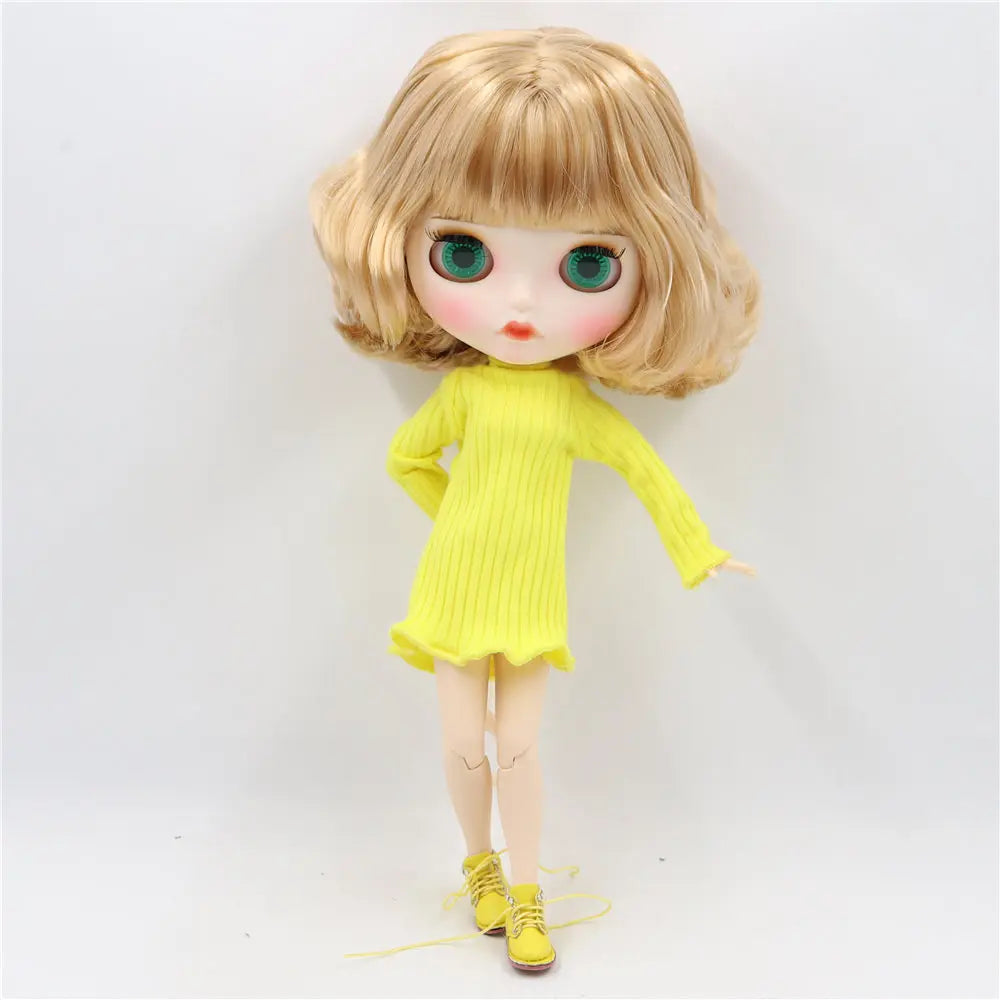ICY DBS Blythe Doll White Skin Joint Body Brown Short Hair Matte Face BL3715