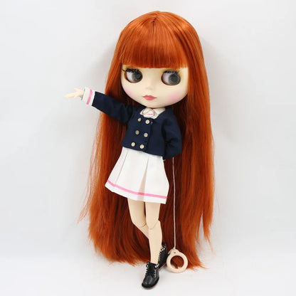 ICY DBS Blythe Doll 1/6 BJD OB24 Joint Body 30cm Red Brown Hair White Skin Toy