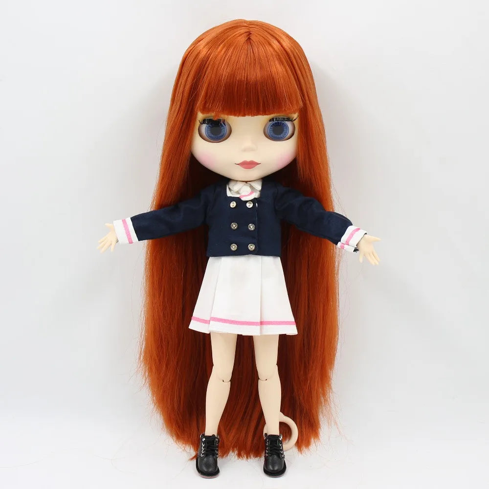 ICY DBS Blythe Doll 1/6 BJD OB24 Joint Body 30cm Red Brown Hair White Skin Toy