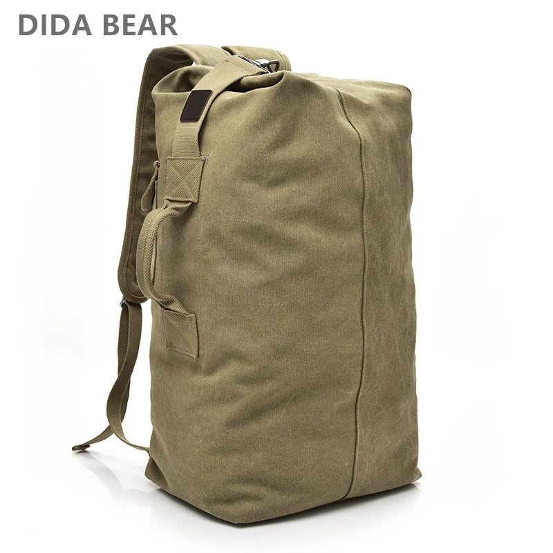 Large Canvas Shoulder Bag Backpack for Men Travel Rucksack Bucket Luggage