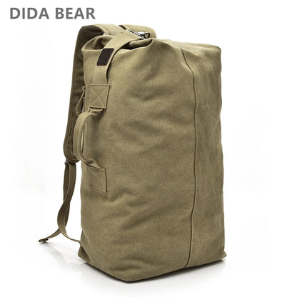 Large Canvas Shoulder Bag Backpack for Men Travel Rucksack Bucket Luggage