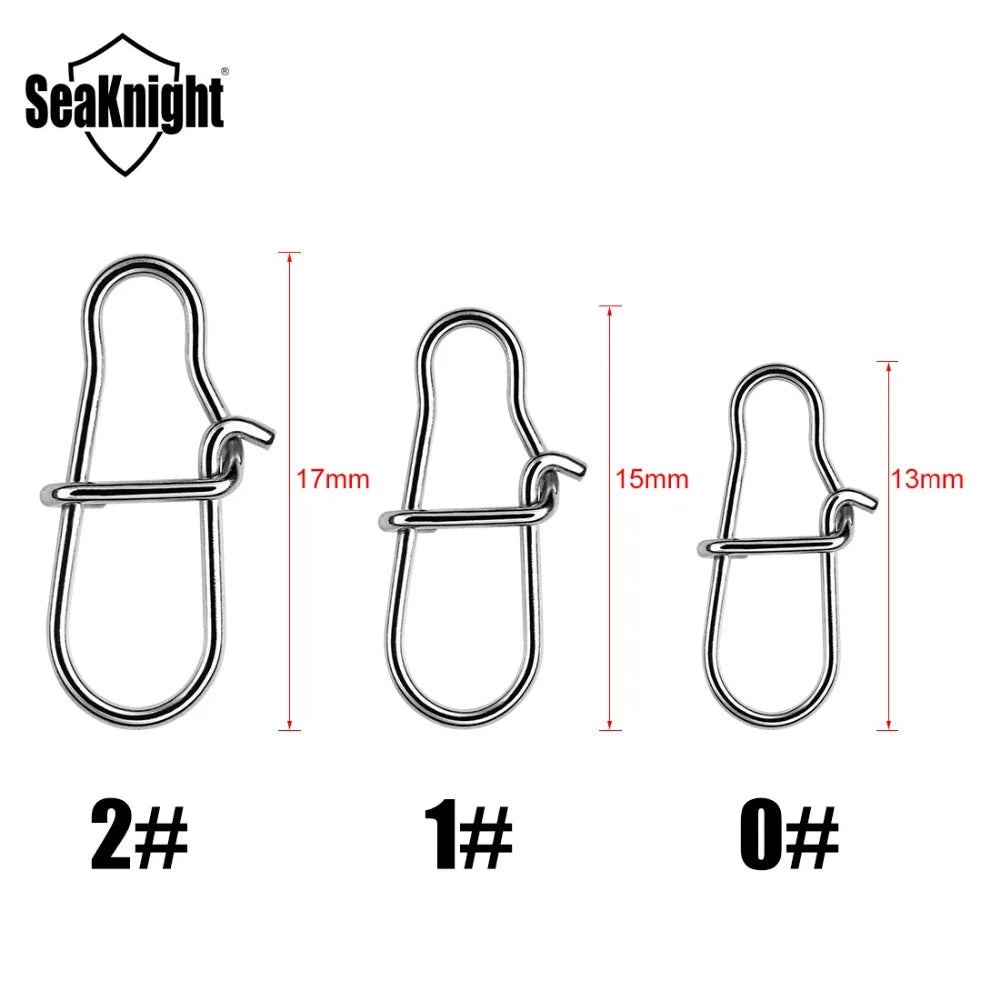 50PCS Fishing Connector Snap Swivels Stainless Steel Interlock 45KG