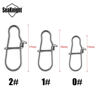 50PCS Fishing Connector Snap Swivels Stainless Steel Interlock 45KG