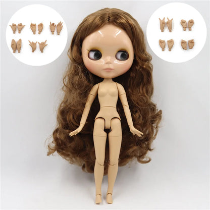 ICY DBS Blythe Doll 1/6 BJD Tan Skin Joint Body Dark Brown Hair NO.0623