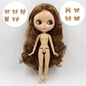 ICY DBS Blythe Doll 1/6 BJD Tan Skin Joint Body Dark Brown Hair NO.0623