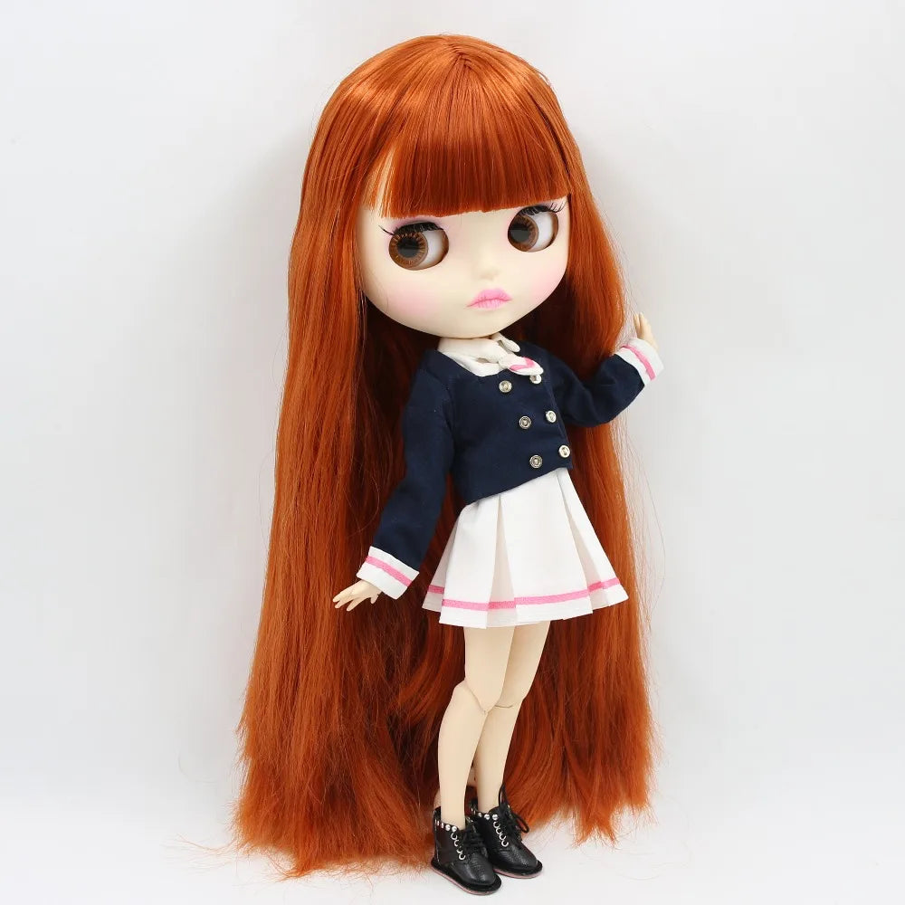 ICY DBS Blythe Doll 1/6 BJD OB24 Joint Body 30cm Red Brown Hair White Skin Toy