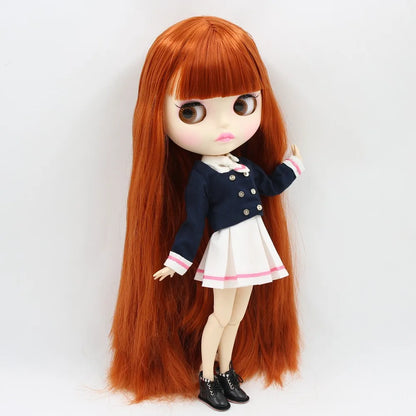 ICY DBS Blythe Doll 1/6 BJD OB24 Joint Body 30cm Red Brown Hair White Skin Toy