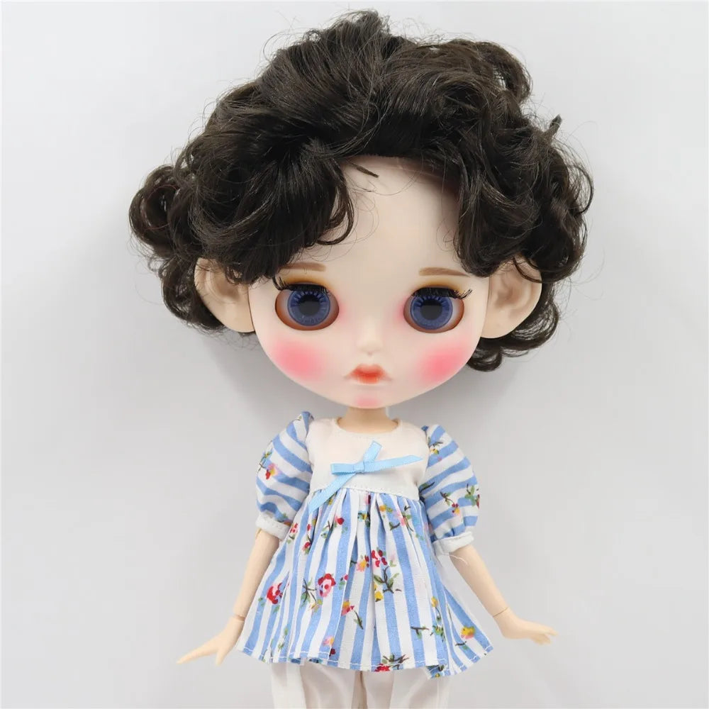 ICY DBS Blythe Doll 1/6 BJD Joint Body 30cm White Skin Black Hair Matte Face