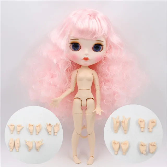 ICY DBS Blythe Doll 1/6 BJD OB24 Joint Body 30cm Pink Afro Hair White Black Skin