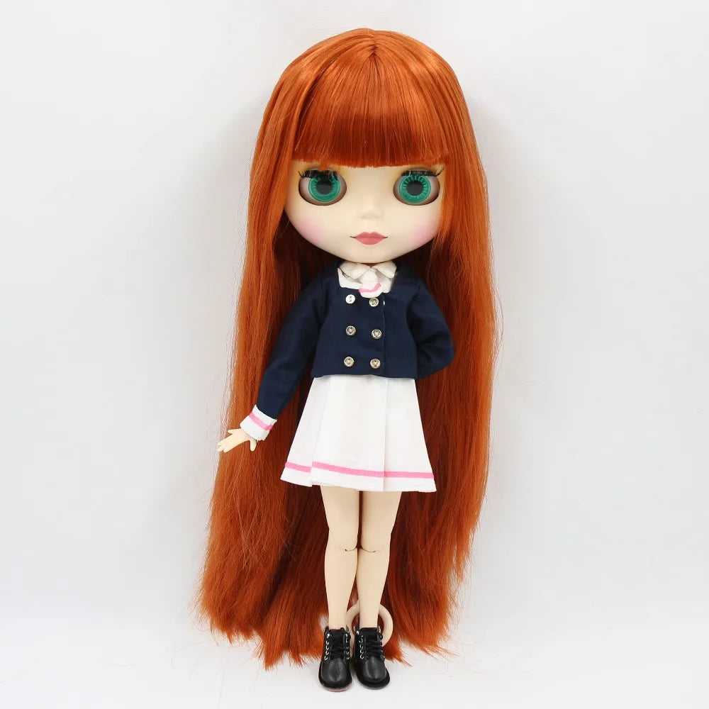 ICY DBS Blythe Doll 1/6 BJD OB24 Joint Body 30cm Red Brown Hair White Skin Toy
