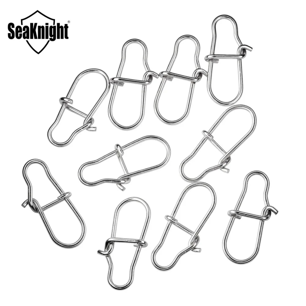 50PCS Fishing Connector Snap Swivels Stainless Steel Interlock 45KG