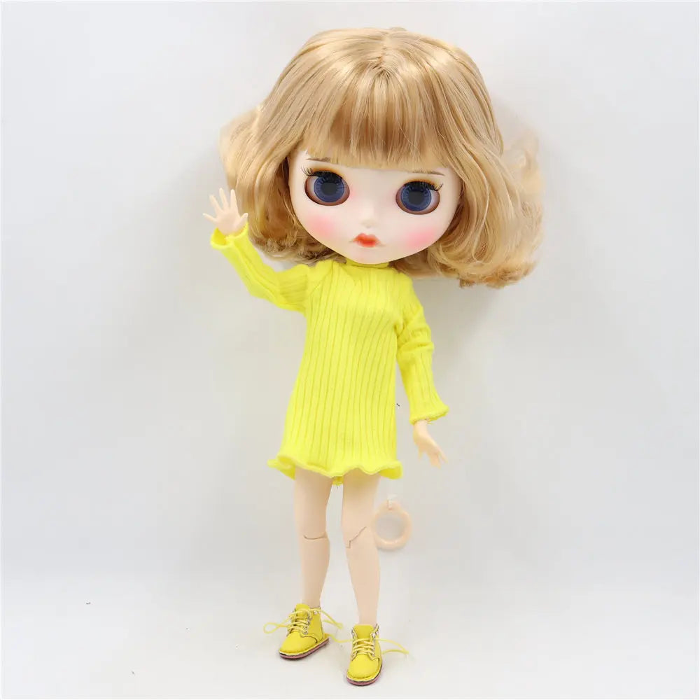 ICY DBS Blythe Doll White Skin Joint Body Brown Short Hair Matte Face BL3715