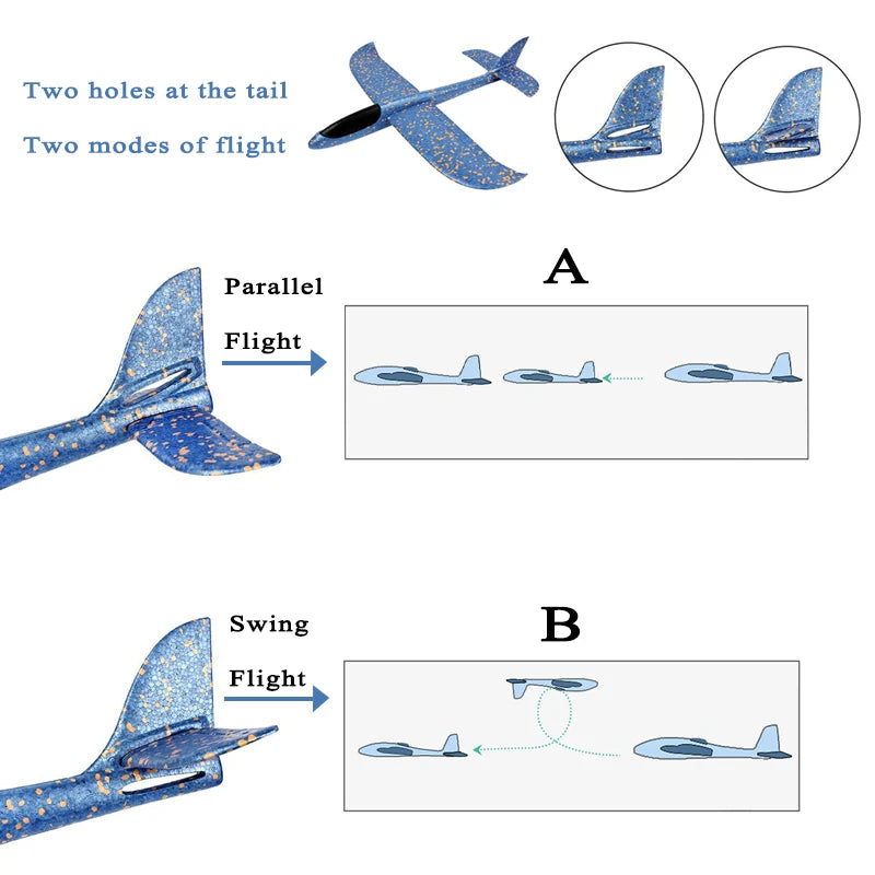 48cm EVA Foam Aircraft Toy Glider Hand Throw Flying Plane for Kids Outdoor