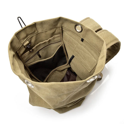 Large Canvas Shoulder Bag Backpack for Men Travel Rucksack Bucket Luggage