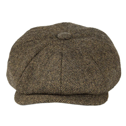 Wool Tweed Newsboy Cap Herringbone Vintage Men Gatsby Flat Hat