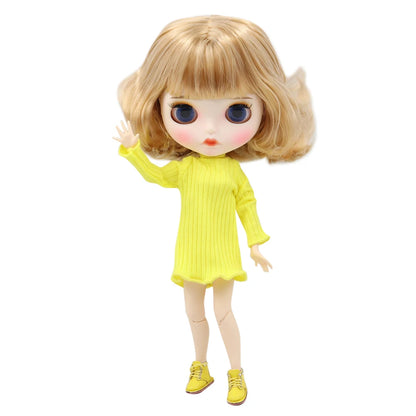 ICY DBS Blythe Doll White Skin Joint Body Brown Short Hair Matte Face BL3715