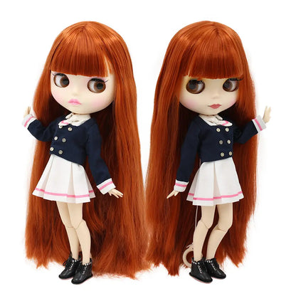 ICY DBS Blythe Doll 1/6 BJD OB24 Joint Body 30cm Red Brown Hair White Skin Toy
