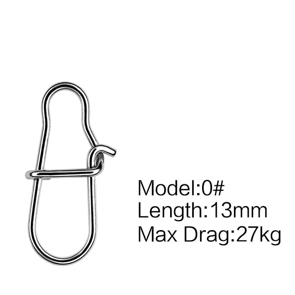 50PCS Fishing Connector Snap Swivels Stainless Steel Interlock 45KG