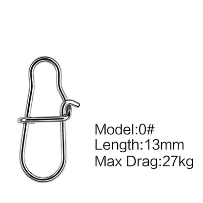 50PCS Fishing Connector Snap Swivels Stainless Steel Interlock 45KG