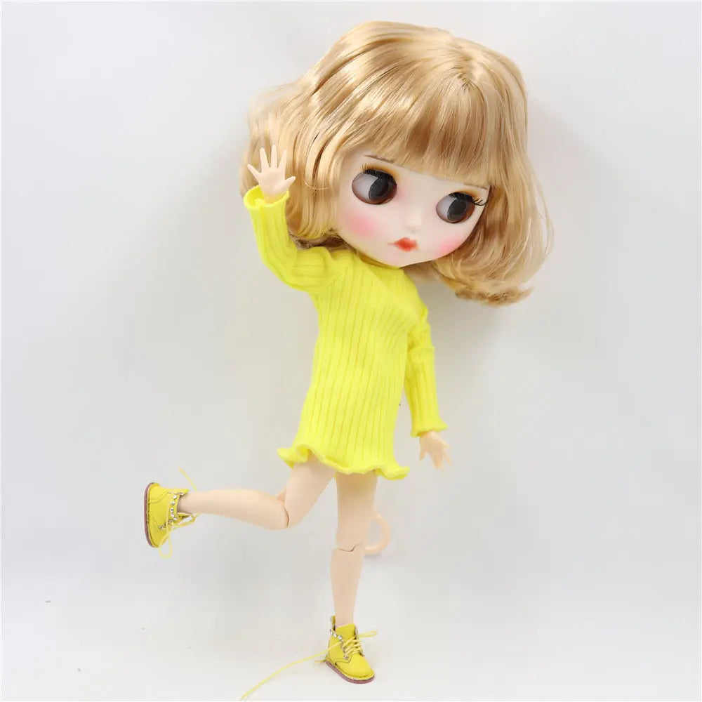 ICY DBS Blythe Doll White Skin Joint Body Brown Short Hair Matte Face BL3715
