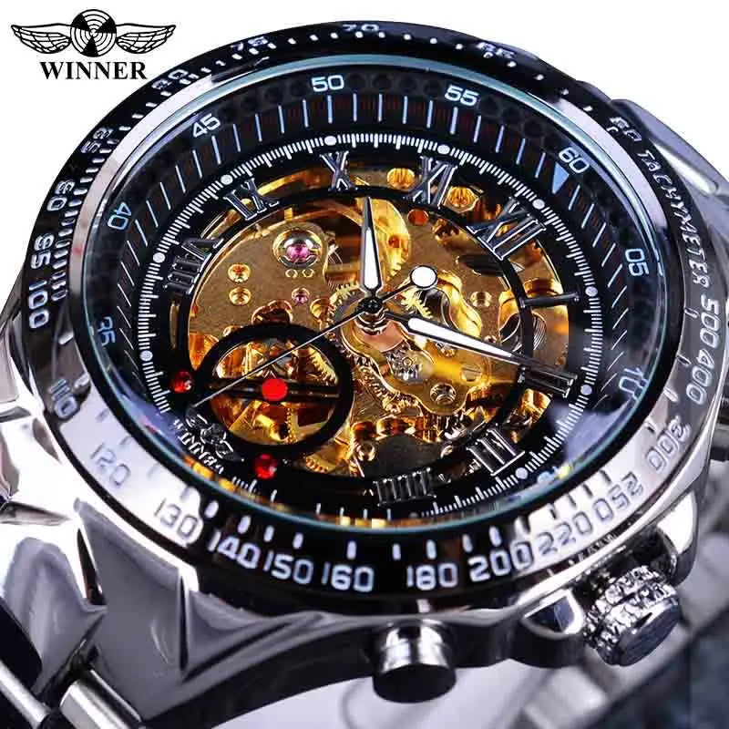 Winner Mechanical Sport Design Bezel Fashion Watch Mens Watches Top Brand Luxury Montre Homme Clock Men Automatic Skeleton Watch-EXPROTAS