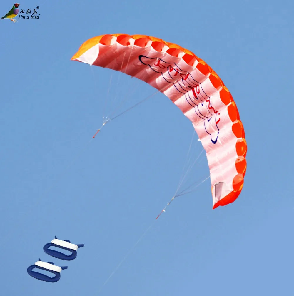 Outdoor Dual Line Stunt Parafoil Kite Rainbow Power Parachute Beach Sports Toy