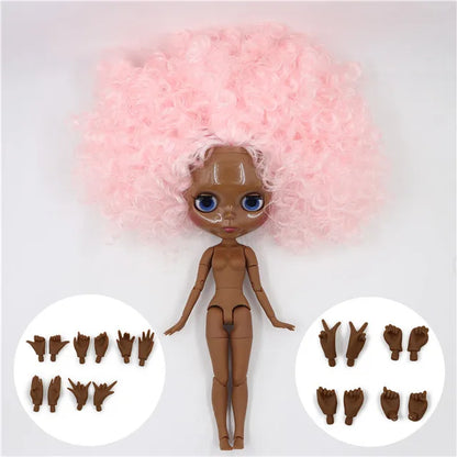 ICY DBS Blythe Doll 1/6 BJD OB24 Joint Body 30cm Pink Afro Hair White Black Skin