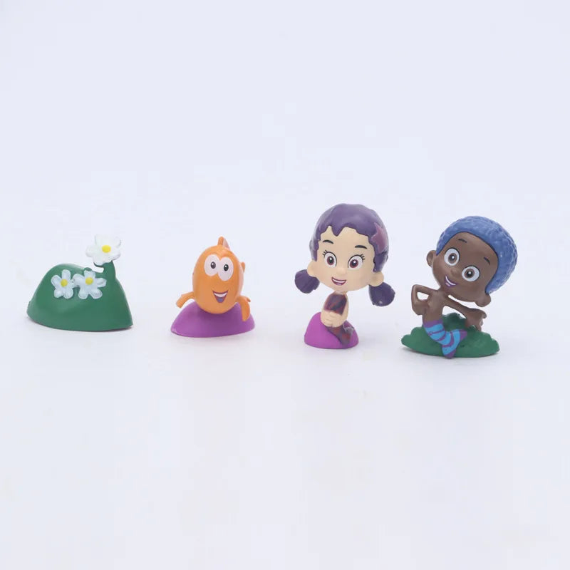 12pcs Bubble Guppies Character Figure Set Cute Fish Mermaid Collectible Models