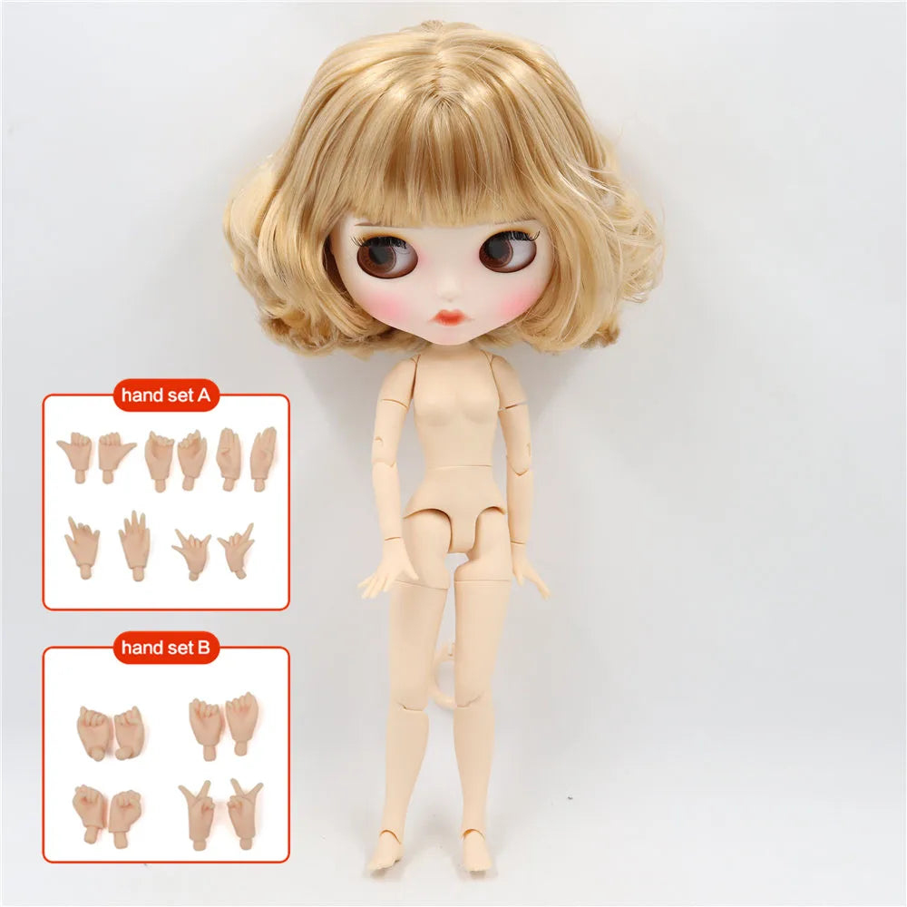 ICY DBS Blythe Doll White Skin Joint Body Brown Short Hair Matte Face BL3715