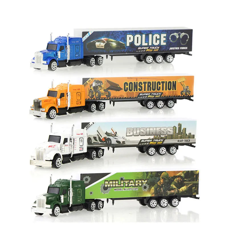 1Pcs Alloy Truck Model Diecast Toy Container Oil Tank Sliding Car Multi-color